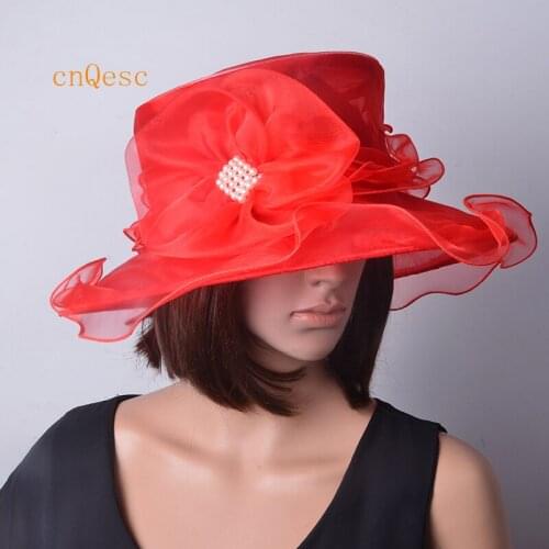 Red Ladies hat Organza Hat,wedding Hat,Kentucky Derby Hat for Races,Melbourne Cup,Church