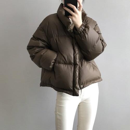 White Duck Down Jacket Womens Winter 2020 New Korean Long Sleeve Loose Thick Bread Casual Warm Coat 7971