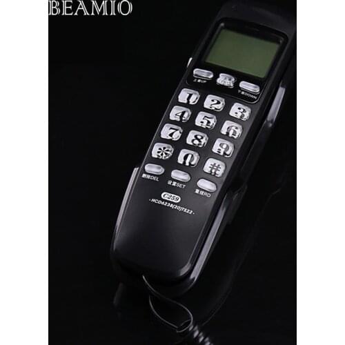 Mini Wall Fixed Telephone Call ID Redial DEL Hotel Bathroom Home Business Office Telephone Landline Mini Phones Small Home Black