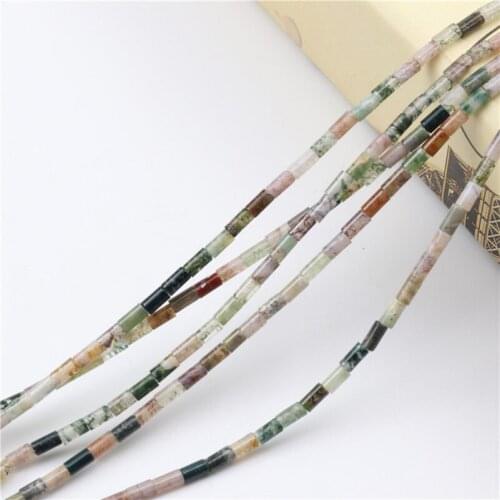 Natural India Agates Stone Pillar Shape Loose Semi Gemstones Beads Cylinder for Jewelry Making 2*4MM 95PCS