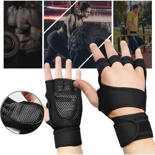 New 1 Pair Weight Lifting Training Gloves Women Men Fitness Sports Body Building Gymnastics Grips Gym Hand Palm Protector Gloves
