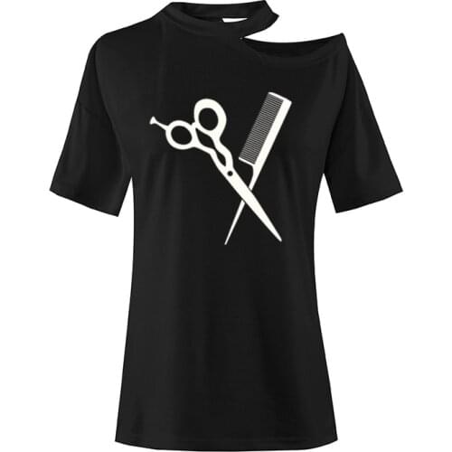 New Harajuku Scissor Print T Shirts Women Tops Summer Cotton Short Sleeve Funny Casual Loose Gift T-Shirt Camisetas De Mujer