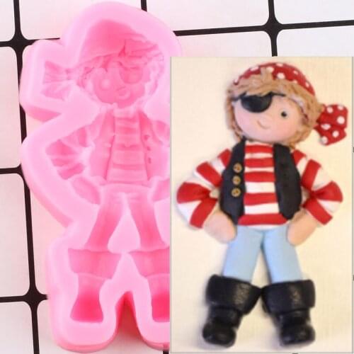 Pirate Boy Silicone Mold Baby Party Fondant Cake Decorating Tools Doll Shape Paste Baking Chocolate Candy Resin Clay Molds