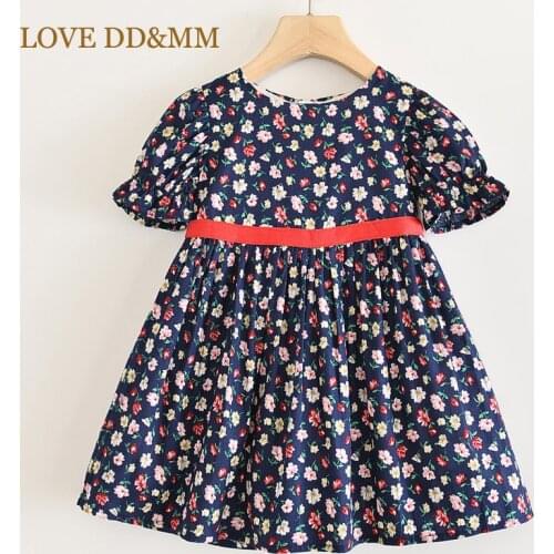 LOVE DD&MM Girls Dresses 2021 New Childrens Clothing Flower Round Neck Short Sleeve Dress Kids Clothes For Girl