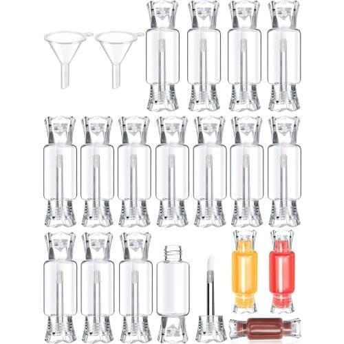 20 Pcs Clear Lip Gloss Tubes Candy Shape Lip Gloss Containers Mini Empty Lip Balm Tube DIY Cosmetics Women Girls Make Up Tool