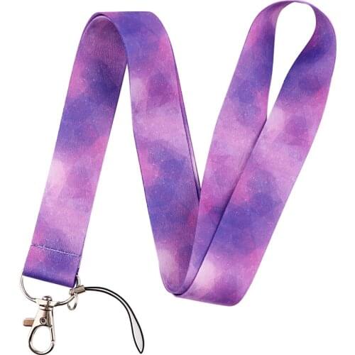 ER787 Purple Geometry Neck Strap Lanyard For Keys ID Card Gym Mobile Phone Straps USB Badge Holder DIY Hang Rope Lariat Lanyard