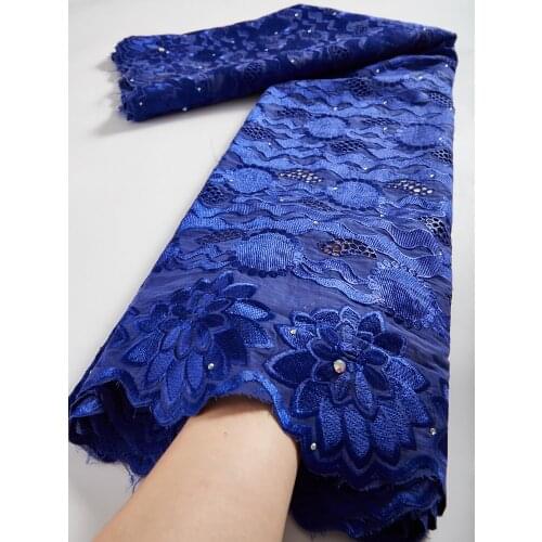 Blue Dry Lace African Swiss Voile Lace Fabric With Stones High Quality Dry Lace African Nigeria Lace Fabric 2.5 Yards/Lot TY062