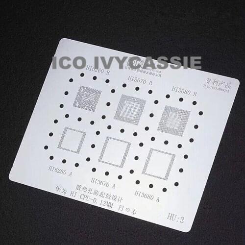 For Huawei CPU RAM IC BGA Stencil HI6260/3670/3680 Reballing Chip Tin Plant Net Solder Heat Template Amaoe 0.12mm Thickness HU:3