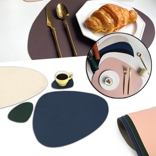 Triangles Insulation Table Mat set Leather Pad Non Slip Coasters Heat-Resistant Anti-scalding Placemat Household J2Y