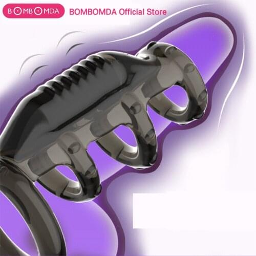 Dick Vibrating Sleeve For Men Dildo Extender Bullet Vibrator Reusable Penis Ring Intimate Goods Penis Enlargement Rings Sex Toys