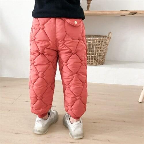 1 2 3 4 Years Toddler Girls Pants Winter Thicken Down Pants For Girl Casual Elastic Waist Harem Pants High Quality Kids Pants