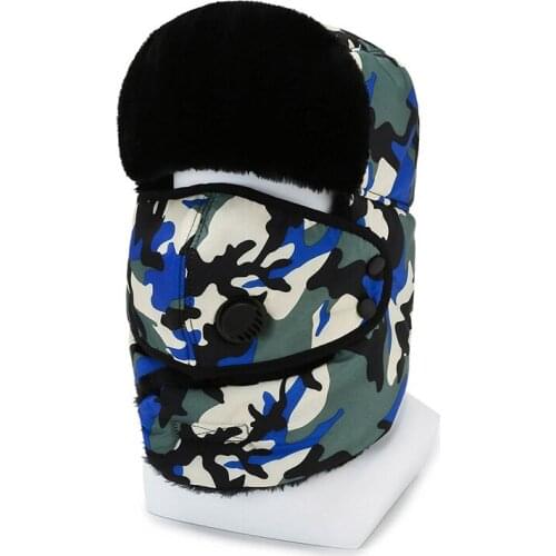 Winter Camouflage Hat Neckguard Cycling Thickened Warm Ski Hat Windproof Cotton Hat EDF88