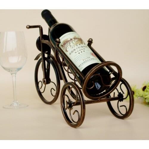 1PC Red wine vintage wine holder Wine tricycle ornaments display wine rack metal crafts KI 2053