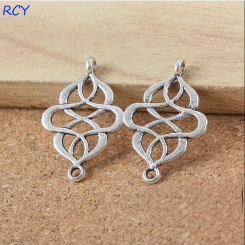 10 Pieces/lot 28*18mm antique silver color plated flower bracelet connector charms flowers charms for jewelry making