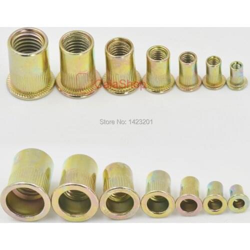 100 Pcs / Lot M3 M4 M5 M6 M8 M10 M12 Metric Flat Head Metal Rivet Nut Rivnut Insert