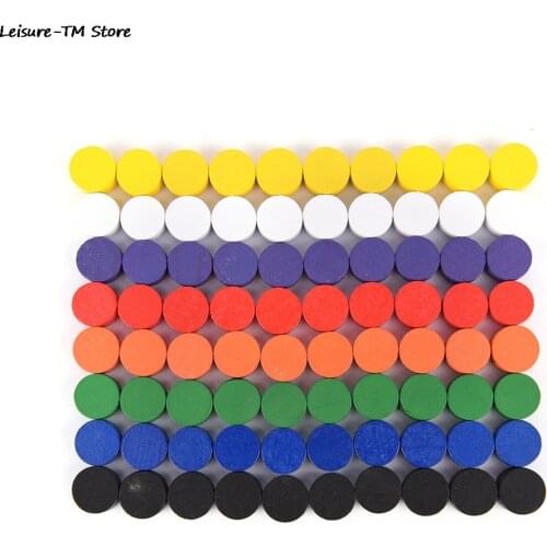 100Ppcs Diameter 10*5MM 8 Colors Pawn Wooden Game Pieces Colorful Pawn/ Chess For Board Game/Educational Games Accessories