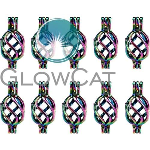 10x C133 Rainbow Colors Stone Beads Cage Jewelry Making Perfume Essential Oil Diffuser Pearl Cage Locket Pendant
