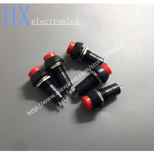Free shipping 20PCS PBS-11A 2PIN Red Plastic 12mm Push Button Latching Switch G101 Self-Lock 3A 250V