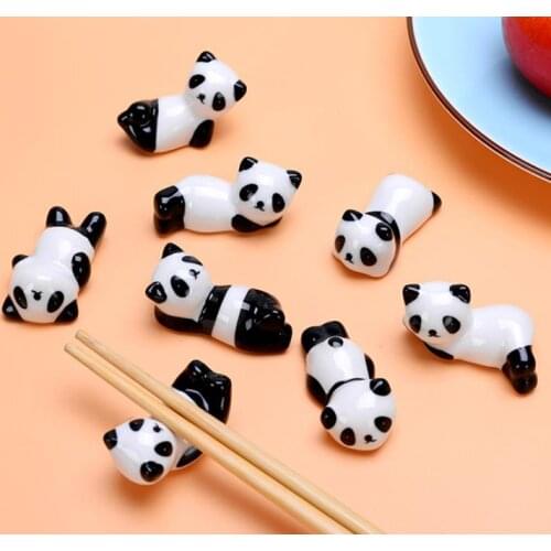 200pcs/lot Ceramic Panda Chopsticks Stand Holder Spoon Fork Knife Rest Rack Restaurant Table Desk Decor SN3634