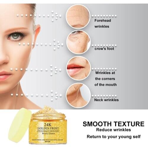 24K Gold Face Cream Dry Skin Care Anti Wrinkle Brightening Collagen Anti-Aging Whitening Moisturizing Minimize Fine Lines