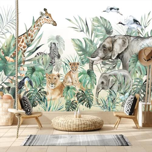 3d Custom Wallpapers for Living Room Kids Cartoon Jungle Animal Lions Murals Walls Paper In Rolls Bathroom Removable Home Decors