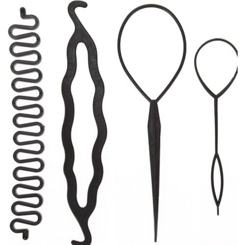 4pcs/set Women Hair Twist Hair Styling Tools for Hair Accessories Hair Clip Braider Ponytail DIY Style Tool Fashion