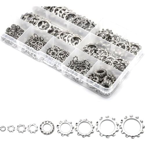 410Pcs/Set External Tooth Lock Washer Assortment Kit M3 M4 M5 M6 M8 M10 M12 M14 M16 Star Lock Washer