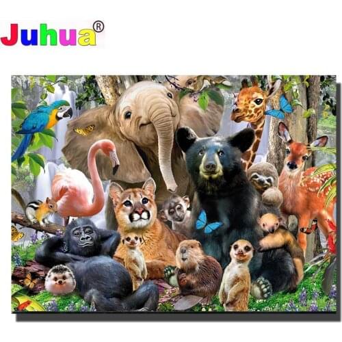 Jungle Animals 5d diy diamond painting"bear Lion"mosaic cross stitch portrait embroidery diamond Full round square stones