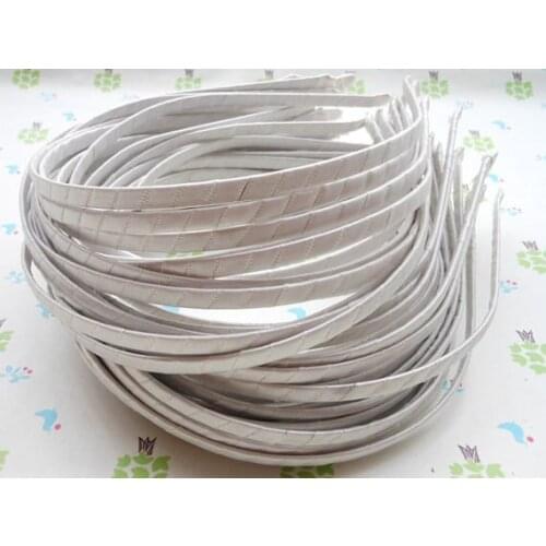 50pcs - White Satin Covered Ribbon Wrapped Quality Plastic Headband -5mm Toddler/Girl Hair Accessories Supplies