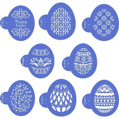 8Pcs Easter Embossing Molds PET Fondant Cake Decoration Tool Baking Mold For Home DIY Baking Cake Decoration