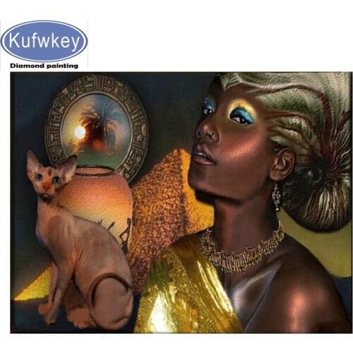 Diy Diamond Painting cat girl Home Decor Full Drill Mosaic Embroidery Rhinestone Picture Handcraft Kit night woman animal people