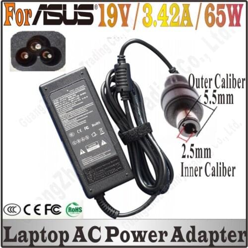 DHL Ship Universal Laptop Charger Supply For asus Adapter 19V 3.42A X5DC A52F-EX1240U N17908 V85 K501 K50IJ K50i K52F K60IJ P50i