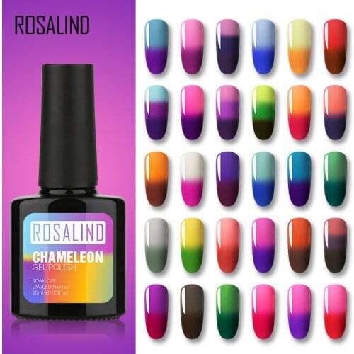 Rosalind Hybrid Varnish Temperature Change Nail Polish Multicolor Semi Permanent Resin Acrylic Profession Base Top Nail Gel 7ML