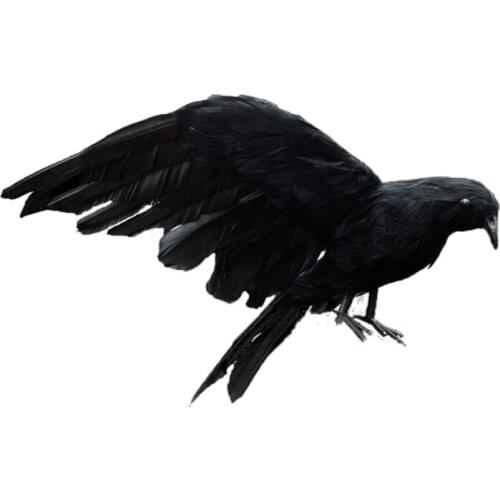 Halloween prop feathers Crow bird large 25x40cm spreading wings Black Crow toy model toy,Performance prop CNIM Hot