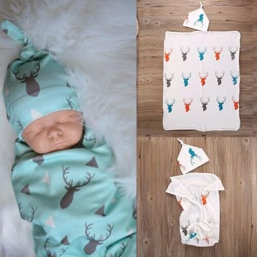 Hot Sale Newborn Baby Boys Girls Stretch Cotton Deer Wrap Swaddle Animal Blanket Bath Towels Toddler Kids Sleeping Blankets