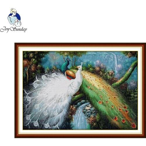 Joy Sunday Peacocks In Green Forest Cross Stitch Needlework Embroidery Stamped Counted Cross Stitch Needlepoint Diy Cross Decor