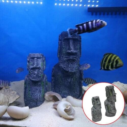 Easter Island Stone Antique Roman Portrait Resin Artificial Aquarium Equipment Accessory Ornament Aquarium Accessories Decor