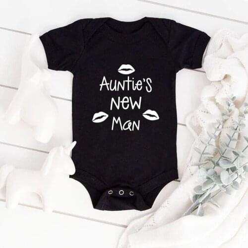 Aunties New Man Funny Newborn Baby Bodysuits Summer Cotton Short Sleeve Baby Boys Girls Onesies Baby Shower Gift Rompers