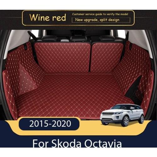 Leather Car Trunk Mat For Skoda Octavia 2015-2020 Cargo Liner Accessories Interior Boot