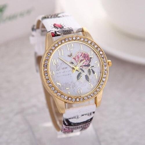 Fashion all-match ladies belt watch retro style flower dial girls quartz watch fashion watch