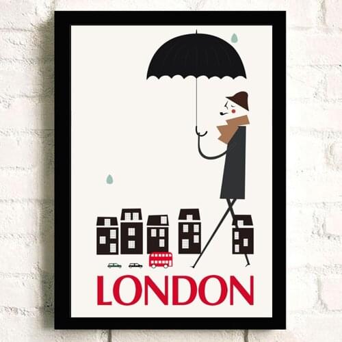 Cartoon London Building Art Posters and Prints Home Decor Wall Canvas Painting Children Bedroom Decoration