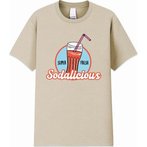 2021 Summer New100% Cotton Soda Water Printing T Shirt Men O-neck T-shirt Male High Quality Casual Short-Sleeve For Male Tops