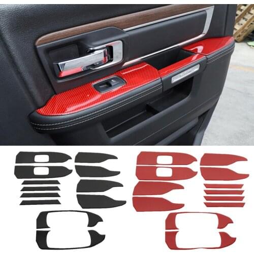 Soft Real Carbon Fiber Interior Door Armrest Handle Panel Cover Decoration Trim for Dodge Ram 2010-2015 Car Accessories