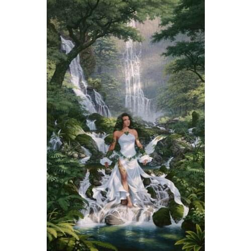 Mountain spring Waterfall Flowing water Mountain Forest beauty Needlework,DIY Cross stitch kits,14CT Pattern Counted Decor