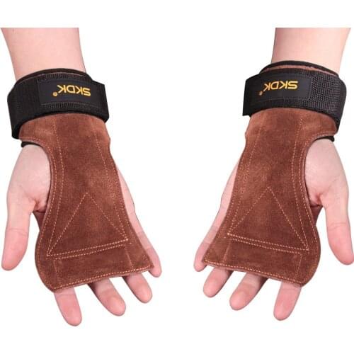 One Pair Weightlifting Gym Wrist Hand Grips Cowhide Crossfit Training Gloves Fitness Sports Dumbbell Bodybuilding