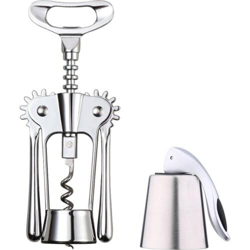 Portable Metal Red Wine Opener Set Wine Bottle Cap Vacuum Cork Stopper Drink Beer Can Opener for Bars Kitchen Tools Accessories