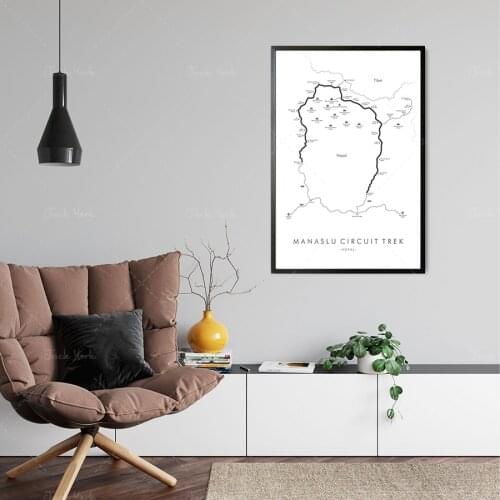 Manaslu Circuit Poster | Manaslu Trail Map | Nepal Wall Art | Nepal Hiking | Himalayas | Relive your Adventures | Trail Map Art
