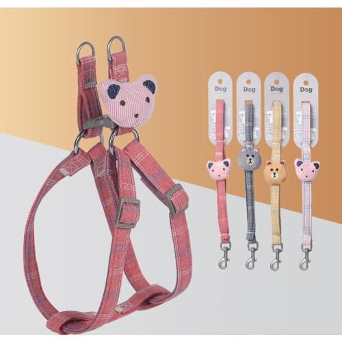 Pet leash, dog harness, small and medium-sized dog walking leash, cartoon dog leash, pet supplies