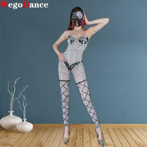 Sexy Mirrors Stage Bodysuit Dance Costumes Women DJ Nightclub Singer Dancer Bar Party Performance Luxury Jumpsuit