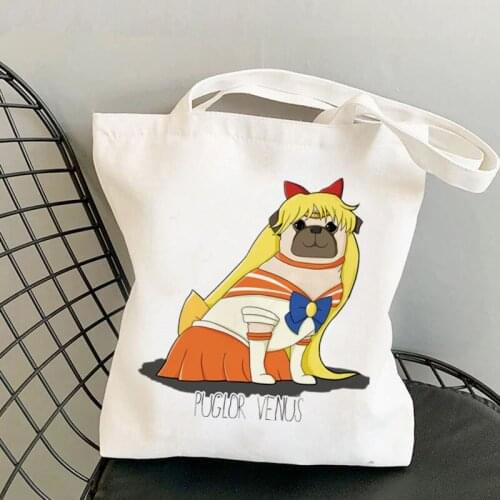 Shopper Sailor Meow Puglor Venus Kawaii Bag Harajuku women Shopping Bag Canvas Shopper Bag girl handbag Tote Shoulder Lady Bag